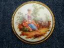 yzWG[EANZT[ [WuYWGu[`ancienne broche bijou porcelaine de limoge bronze decor jeune fille noble