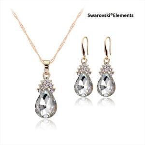 【送料無料】ジュエリー・アクセサリー スワロフスキーティアドロップイヤリングネックレスRparure collier boucles doreilles larme swarovskiR elements transparents