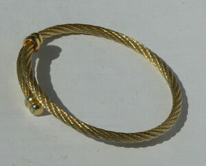 【送料無料】ジュエリー・アクセサリー ヴィンテージゴールドメタルラッシュブレスレットancien bracelet jonc vintage des annees 90 en metal dore 2