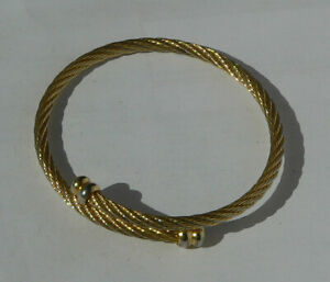 【送料無料】ジュエリー・アクセサリー ヴィンテージゴールドメタルラッシュブレスレットancien bracelet jonc vintage des annees 90 en metal dore 1