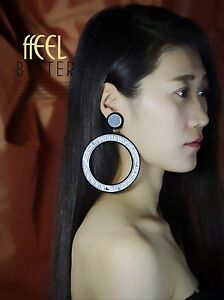 【送料無料】ジュエリー・アクセサリー イヤリングイヤリングブラックシルバークリップリングクレオールロンドレトロboucles doreilles clips argente noir enorme anneau creole rond retro b12(4)