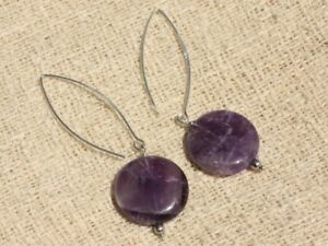 ジュエリー・アクセサリー シルバーイヤリングアメジストパレットboucles doreilles argent 925 amethyste palets 20mm