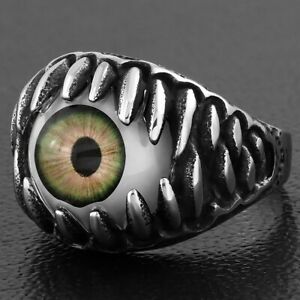 【送料無料】ジュエリー・アクセサリー ミリメートルバイカーリング20mm ?bague de motard avec tete de mort demon jaune