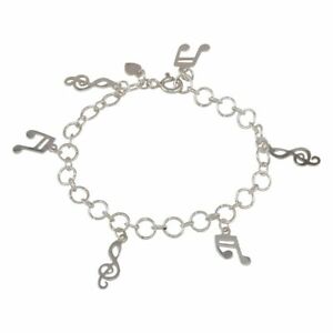 【送料無料】ジュエリー・アクセサリー シルバースターリングミュージカルノートブレロックブレスレットリンク65 argent sterling musical notes breloque bracelet lien