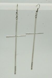 ジュエリー・アクセサリー ファッションジュエリーイヤリングシルバーメタルクロスブリングfemme mode bijoux boucles doreilles argent metal religieux croix bling weekend