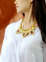 【送料無料】ジュエリー・アクセサリー ゴールデンコートネックレスビッグペンダントアールデコアンバーイエローパヴェcollier court dore gros ...