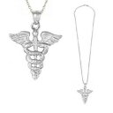 ジュエリー・アクセサリー シルバースターリングカラーカドゥセウスメディカルシンボルペンダントargent sterling collier wcaduceus medicale symbole pendentif