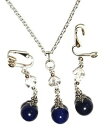 yzWG[EANZT[ Vo[sXYNX^lbNXNbvCOZbgWFp[argent lapis lazuli cristal collier avec clip earring set gemme perle 457cm