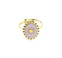 【送料無料】ジュエリー アクセサリー ライラスサンモチーフボールリングbg930f bague avec ovale email lilas motif soleil et contour billes acier dore