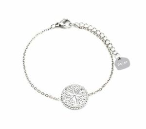 【送料無料】ジュエリー・アクセサリー サークルストラスホワイトパターンファインシルバースチールチェーンブレスレットbc3410f bracelet fine chaine acier argente avec cercle strass blanc motif s(4)