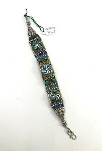 ジュエリー・アクセサリー シルバーメッキアンティークアンティークヴィンテージターコイズペラーブレスレットplaque argent veritable antique vintage turquoise perler bracelet pour