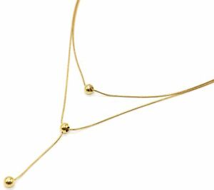 【送料無料】ジュエリー・アクセサリー ダブルチェーンネックレスゴールデンスチールボールペンダントc..