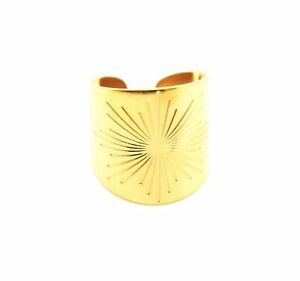 【送料無料】ジュエリー・アクセサリー カフリングモチーフサンゴールデンスチールbg754f bague manchette avec motif grave soleil acier dore