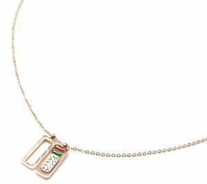 【送料無料】ジュエリー・アクセサリー ファインチェーンネックレスcc2837e collier fine chaine pendentif rectangles acier or rose, strass et e