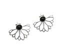 【送料無料】ジュエリー・アクセサリー イヤリングブラックパールシルバースチールコンターbo1756f boucles doreilles 2en1 perle noire et petales contour acier argente