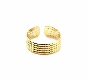 【送料無料】ジュエリー・アクセサリー マルチバートーサードゴールデンスチールパターンリングリングbg964f bague anneau avec multi barres motif torsade acier dore