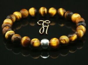 【送料無料】ジュエリー・アクセサリー タイガーアイスターリングゴールドブレスレットブラウンパールoeil de tigre 925er bracelet en argent sterling perles braun 8mm