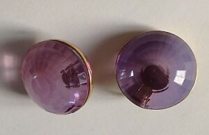 【送料無料】ジュエリー・アクセサリー ヴィンテージゴールドイヤリングラウンドクリップboucles doreilles couleur or vintage 1970 clips ronde mauve translucide 3514