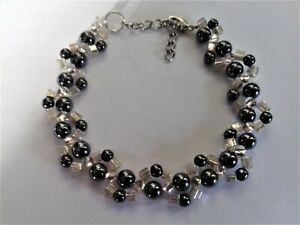 ジュエリー・アクセサリー ヘマタイトビーズシルバーキューブブレスレットbracelet perles hematites et cubes argentes