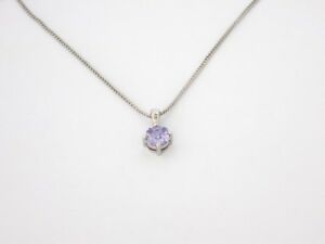 ジュエリー・アクセサリー プラチナチェーンカラージルコンモーヴペンダントcollier chaine platine pendentif zircone mauve