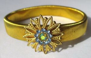 【送料無料】ジュエリー・アクセサリー アンティークブレスレットbracelet bijou ancien extensible filigrane couleur or cristaux bleu fleur 170