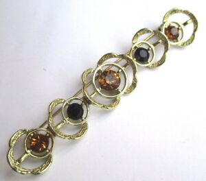 ジュエリー・アクセサリー バーピンヴィンテージシトリンgrande broche barrette couleur or bijou vintage cristaux citrine et noir 3148