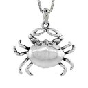 【送料無料】ジュエリー・アクセサリー シルバースターリングカニペンダントブレロックインチイタリアンチェーンボックスargent sterling crabe p...