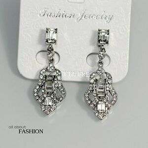 ジュエリー・アクセサリー アートデコブライダルウェディングイヤリングシルバーコスチュームファッションクリップcostume fashion clips on earrings silver pendant art deco bridal weddings j1