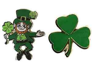 【送料無料】ジュエリー・アクセサリー セットアイルランドクローバーゴールドセントパトリックエナメルリバースブローチバッジ