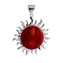 【送料無料】ジュエリー アクセサリー シルバースターリングサンペンダントサンゴargent sterling divine scintillant soleil pendentif avec forme ronde corail