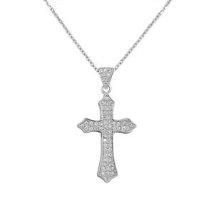 ジュエリー・アクセサリー シルバースターリングクラシックラテンクロスクリスタルペンダントargent sterling classique latin croix cristaux cz religieux pendentif