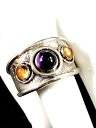 yzWG[EANZT[ X^[OAWXgAo[J{VOsubstitution signe c prior 925 sterling amethyste ambre cabochon anneau sz 65