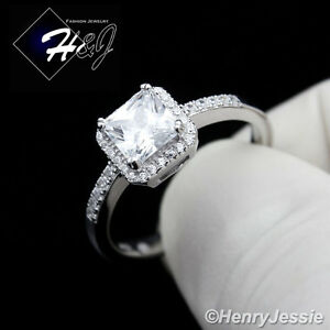 【送料無料】ジュエリー・アクセサリー スターリングシルバーブリングスクエアリングwomen 925 sterling silver bling square cz engagement ring*sr16