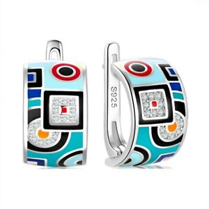 【送料無料】ジュエリー・アクセサリー パターンジルコンエルbleu email vert classique motif zircone boucles noel cadeaux pour elle femme
