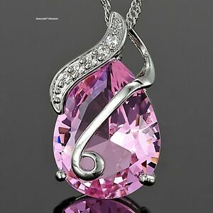 【送料無料】ジュエリー・アクセサリー スワロフスキーペンダントチェーンネックレスRピンクトップクオ..