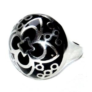 【送料無料】ジュエリー・アクセサリー ステンレスボールリングエナメルアラベスクリングgrosse bague boule en acier inoxydable email noir arabesque t 56 bijou ring