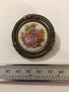 ̵ۥ奨꡼꡼ 奨꡼֥⡼ơbijoux ancienne broche porcelaine de limoges peinte a la main vintage