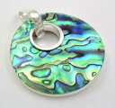 yzWG[EANZT[ i`pEAArVFX^[OVo[EhWG[natural paua abalone shell 925 sterling silver round pendant women jewelry sg156