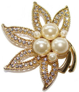 【送料無料】ジュエリー・アクセサリー ビッグトレンドブローチリーフウーマンブローチパールgrande broche tendance broche feuille ornee de perles, cadeau femme broche perle