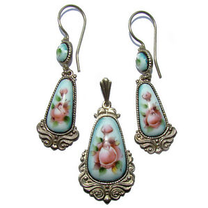 【送料無料】ジュエリー・アクセサリー イヤリングロシアジュエリーペンダントparure artisanale en email boucles doreilles et pendentif bijoux russe email