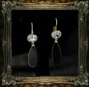 【送料無料】ジュエリー・アクセサリー イヤリングアゲートブラックガラスドロッププレートboucles doreilles crochet plaque or agate noir verre goutte plat pendant qd3