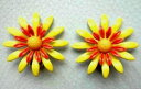 【送料無料】ジュエリー・アクセサリー ヴィンテージフラワーオレンジメタルフラワーイエローイヤリングイヤリングboucles doreilles vintage fleur jaune orange metal flower yellow earrings(4)