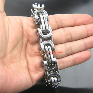 【送料無料】ジュエリー・アクセサリー メンズヘビーバイキングビザンチンチェーンブレスレットシルバ..