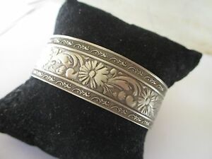 ジュエリー・アクセサリー リジッドブレスレットオープンヴィンテージシルバーカラーbracelet rigide ouvert bijou vintage couleur argent vieilli decor grave 166