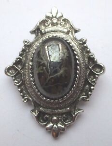 【送料無料】ジュエリー・アクセサリー ブロントペンダントヴィンテージシルバーカボションヘマタイトbroche pendentif vintage bijou couleur argent cabochon hematite dessin 1927