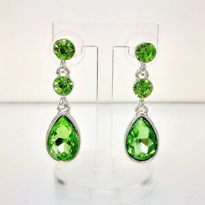 【送料無料】ジュエリー・アクセサリー イヤリングクリップオンシルバープチラウンドクリスタルグリー..