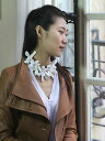 【送料無料】ジュエリー・アクセサリー ミロングコートレグルブルフラワーレジンホワイトブラックファブリックcollier mi long court reglab...
