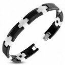 ジュエリー・アクセサリー ブラックセラミッククロスブランパンサーリンクブレスレット10mm ?bracelet magnetique a maillons panthere a croix en ceramique noir et blan