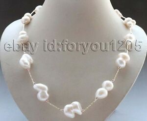 【送料無料】ジュエリー・アクセサリー ホワイトバロックパールネックレスチェーン