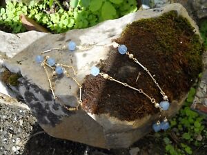 ̵ۥ奨꡼꡼ ѥͥå쥹ancien collier en opaline bleue et metal dore vers 1950